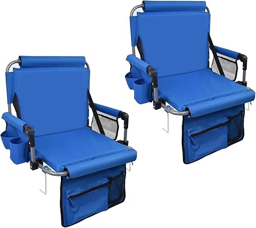 Miniatura 9 de Asiento de Estadio con Respaldo, Asiento de Grada con Respaldo y Cojín, Silla de Estadio con Portavasos, Bolsa de Malla y Gancho Oculto para Banco
