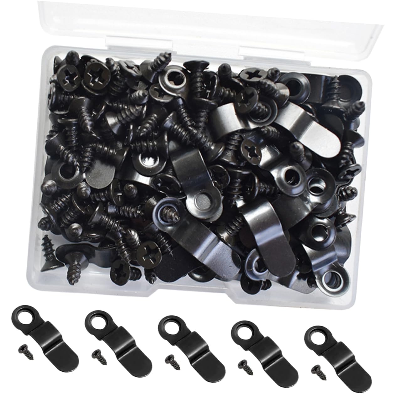 QUARKZMAN Set di 100pz Clip Girevole per Supporto Cornice con 100pz Viti, Chiusure a Pulsante di Rotazione Chiodi Hardware per Cornici Foto Disegno Quadri Appesi Artigianali, Bianco Puro