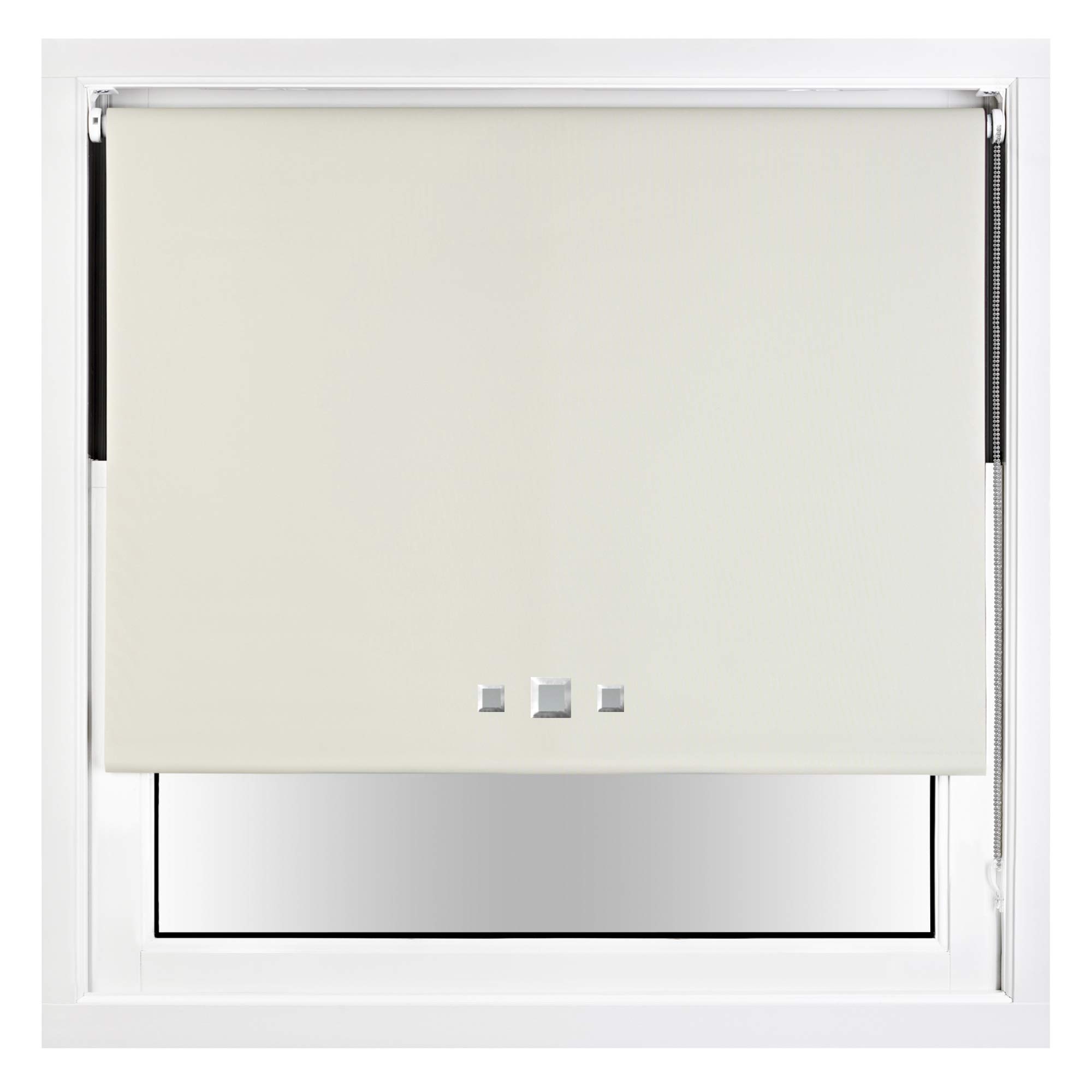 Furnished Cream Blackout Roller Blind With Triple Square Eyelets & Metal Fittings Trimmable - 105W X 165H Cm Size 3