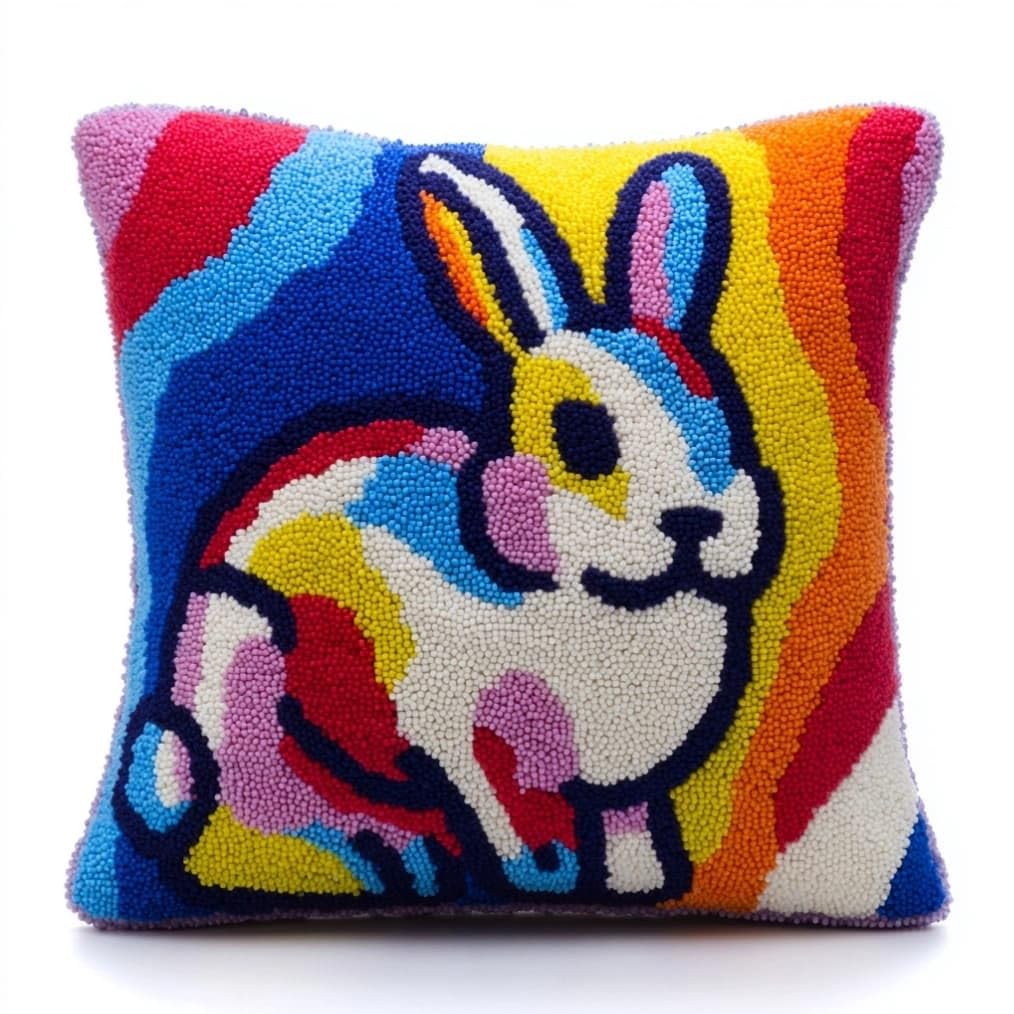 Kitquiver Latch Hook Cushion Kitrabbit DIY Pillow Cover 43X43Cm