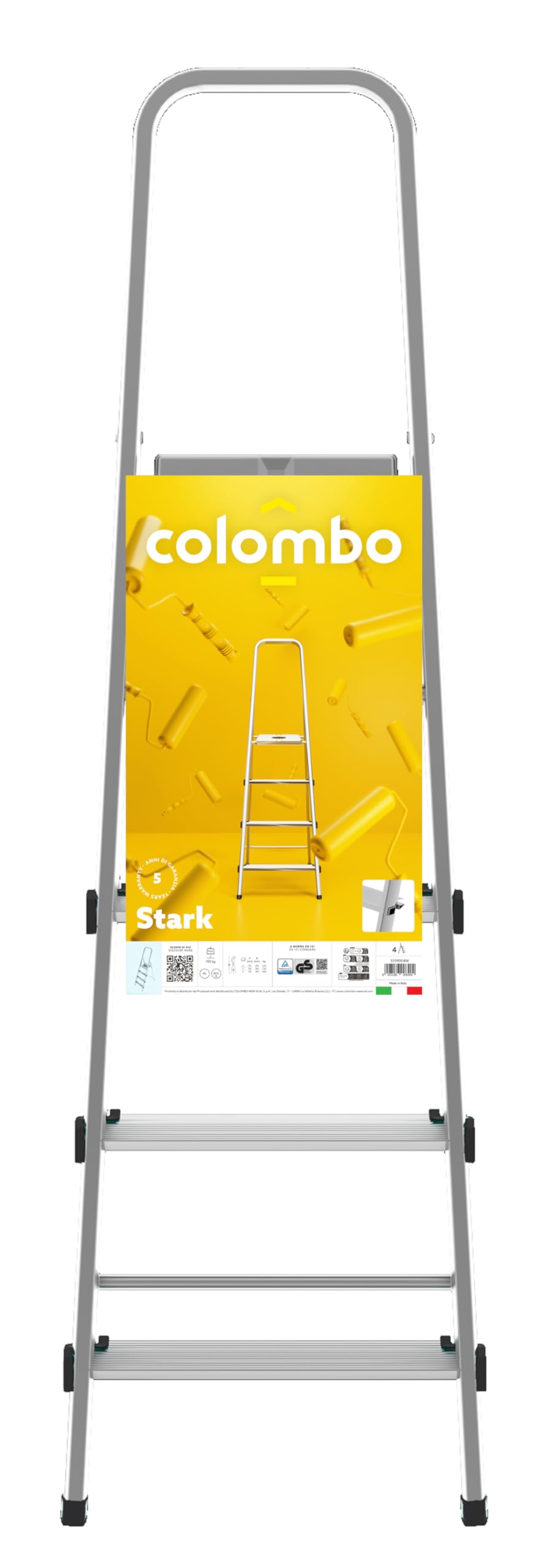 Colombo | Starke Leiter aus Aluminium und Stahl, 4 Stufen, ohne Nieten