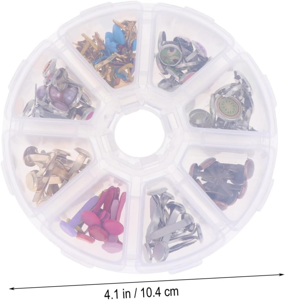 Gogogmee 110pcs Colorful Metal Brads Fasteners for DIY Crafts Scrapbooking Cardmaking Decoration with Storage Box and Easy to Use Embellishment Kit