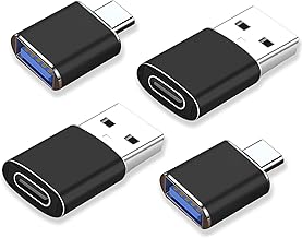 Pack of 4 USB C Adapter, Type-C to USB OTG Adapter with Galaxy Google PC MacBook Compatible with Laptop/Power/Car/Smartphone/Headphone/Bank/Hubs/Microphone/iPad 10 Air 4 5 etc (Black)