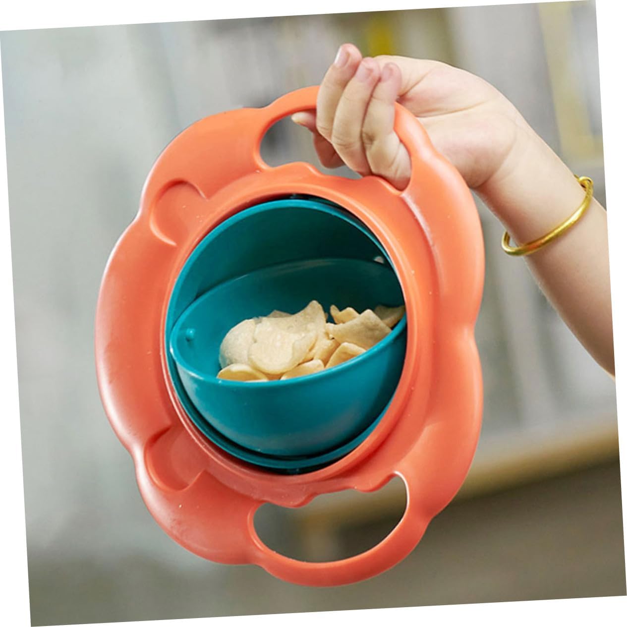 Rotary Balance Bowl for Rotating Feeding Bowl with Smooth Rounded Edges Cartoon Design Safe for Self-feeding and Home Use