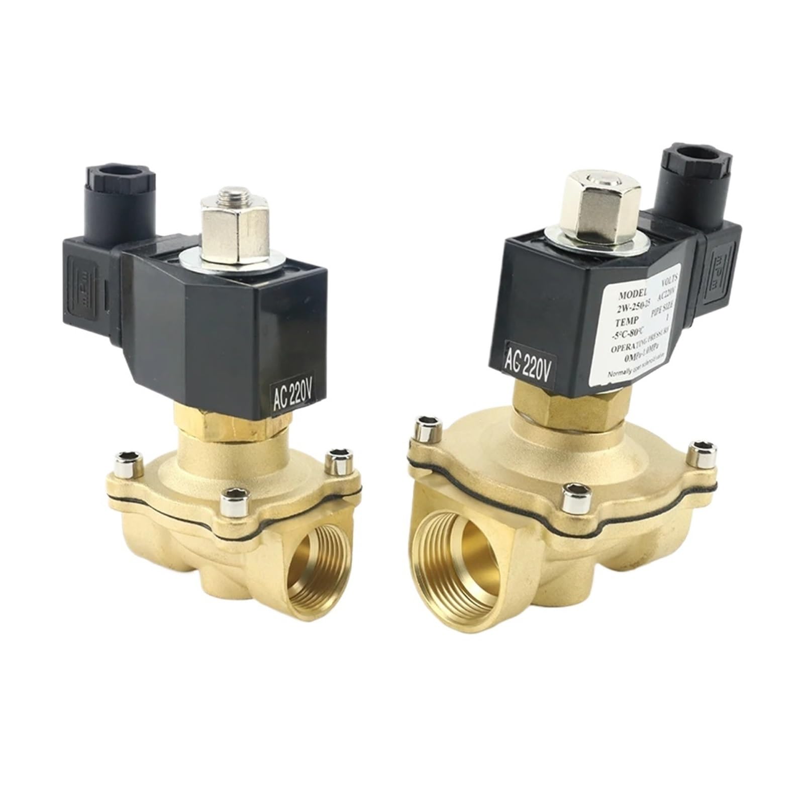Électrovanne laiton normalement ouverte DN15 220V joint Viton haute température pour gaz et huile