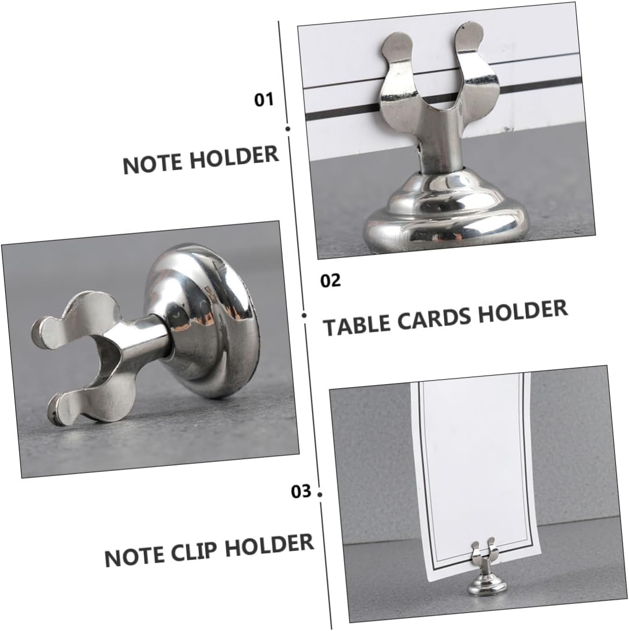 Garneck Set of 7 Pcs 4cm Stainless Steel U-Shape Table Number Holders for Wedding/Birthday Parties