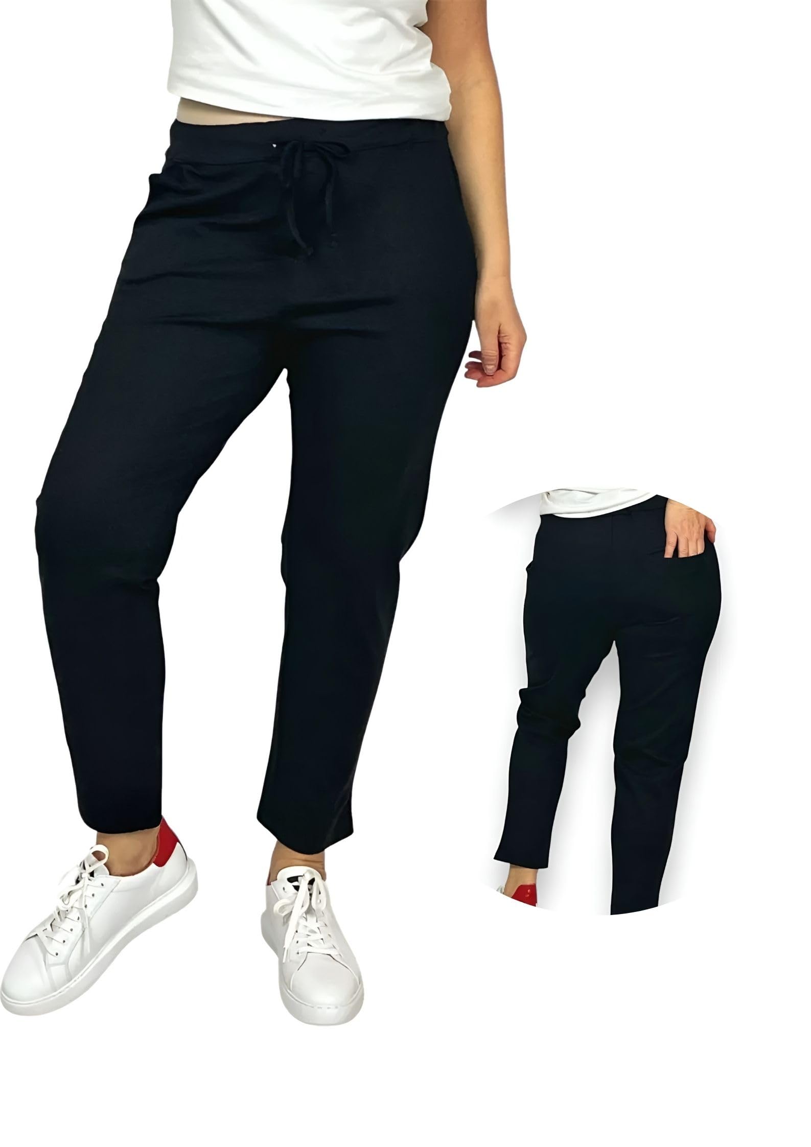 Pantalon pour femme taille haute élastique – Chino jogging confortable | Chino Cigarette Confortable Grande Taille Legging élégant Curvy Taille élastique Joggers Doux Viscose Automne
