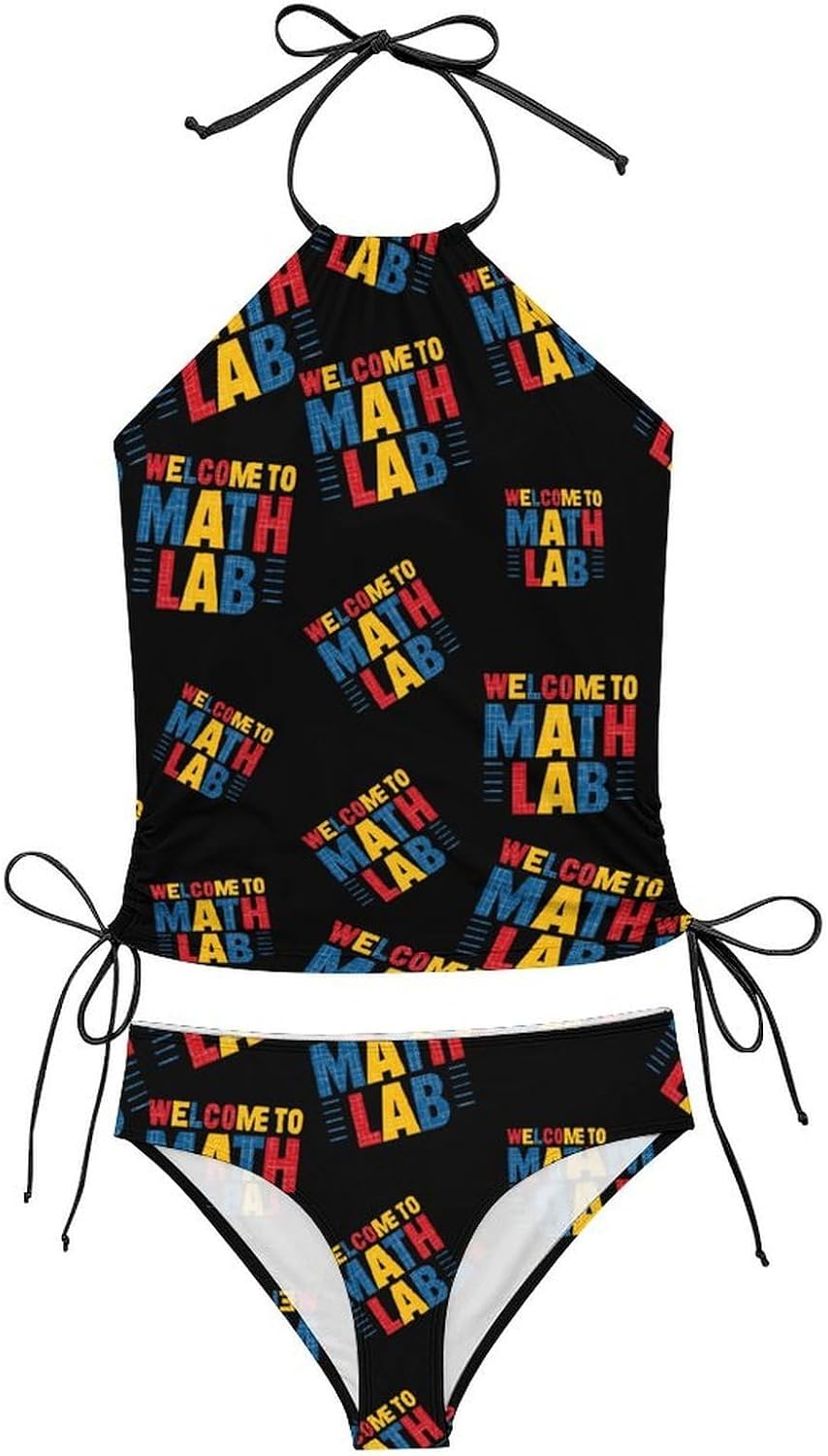 Welcome to Math Lab Women Tankini 2 Piece Swim Bathing Suits | tummy control,high neck top with bottom,swimwear,swimsuits