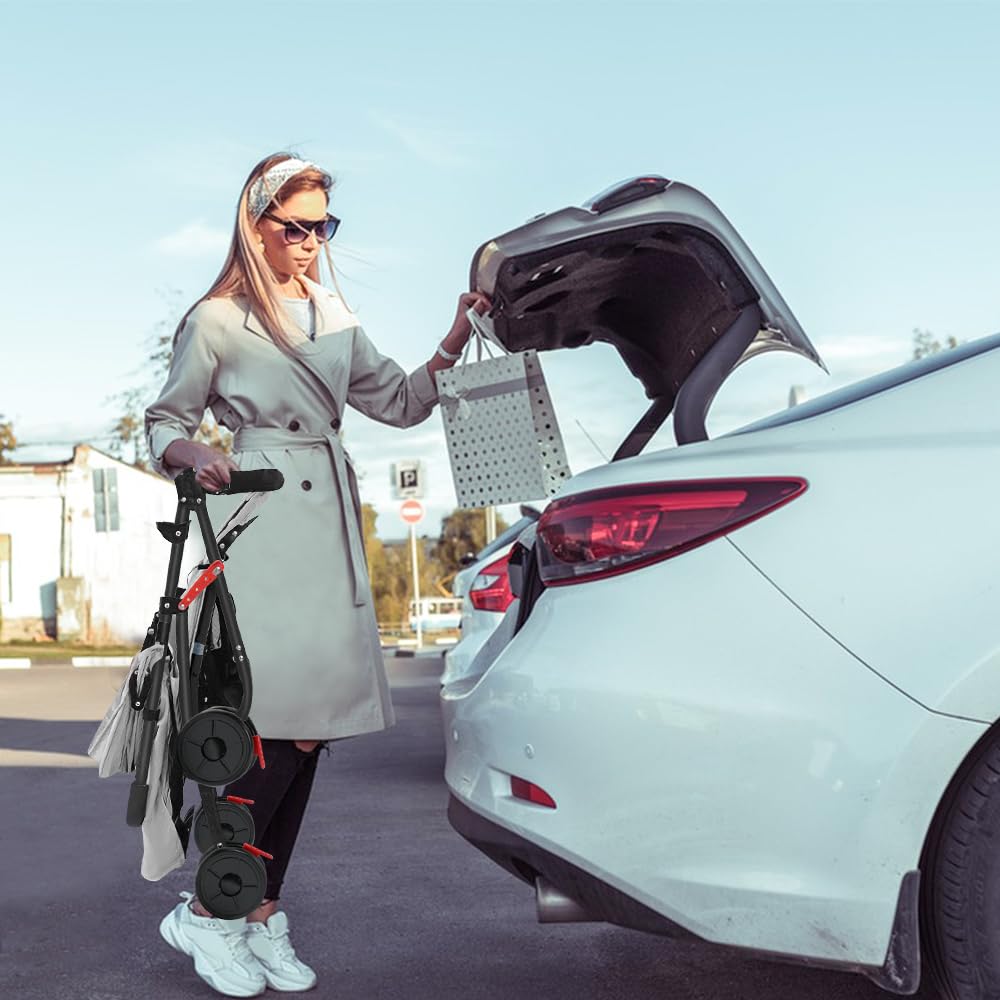OHMG Passeggino Leggero e Compatto,Passeggini compatti Confortevole,Passeggino Sport Per Bambin,Pieghevole,25kg,Chiusura una Mano,UPF 50+,Zanzariere,Cinture di sicurezza a 5 punti