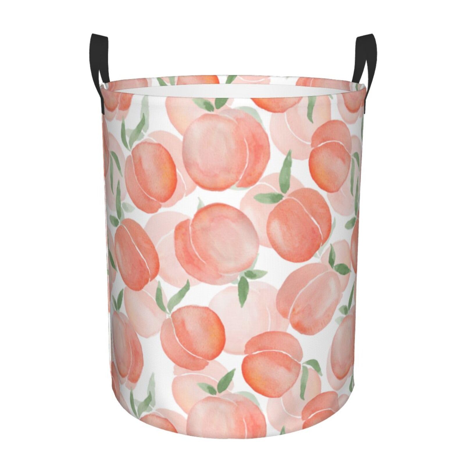 Laundry Basket Watercolor Peach Laundry Hamper Waterproof Idea Hampers Large Collapsible Baskets with Handle Suitable for Bedroom Bathroom Utility Room Kitchen