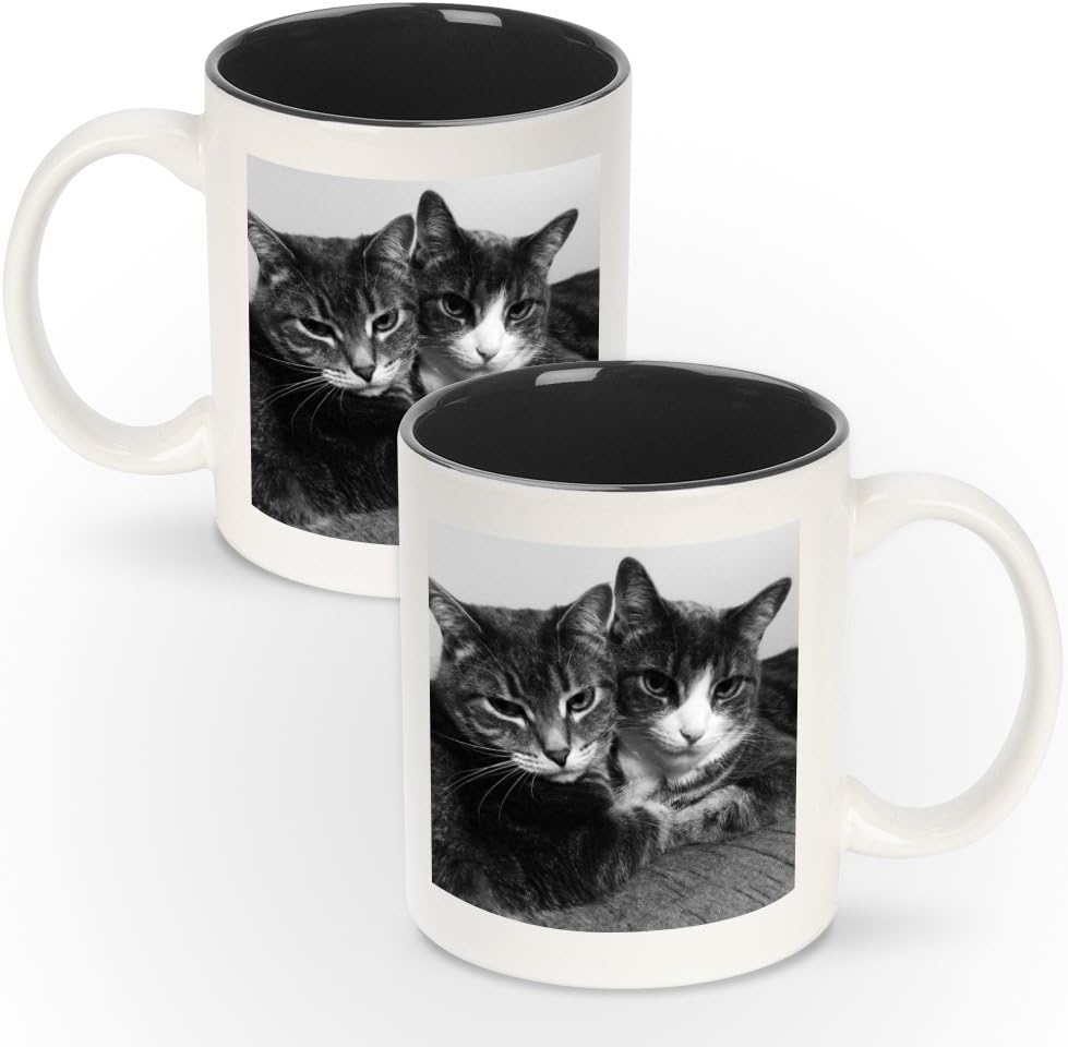 6 Personalized 11oz White Ceramic Mugs With Colored Interior - Add Photo, Logo, or Image to This Custom Coffee Mug. BPA-free, Microwaveable & Top Shelf Dishwasher Safe.