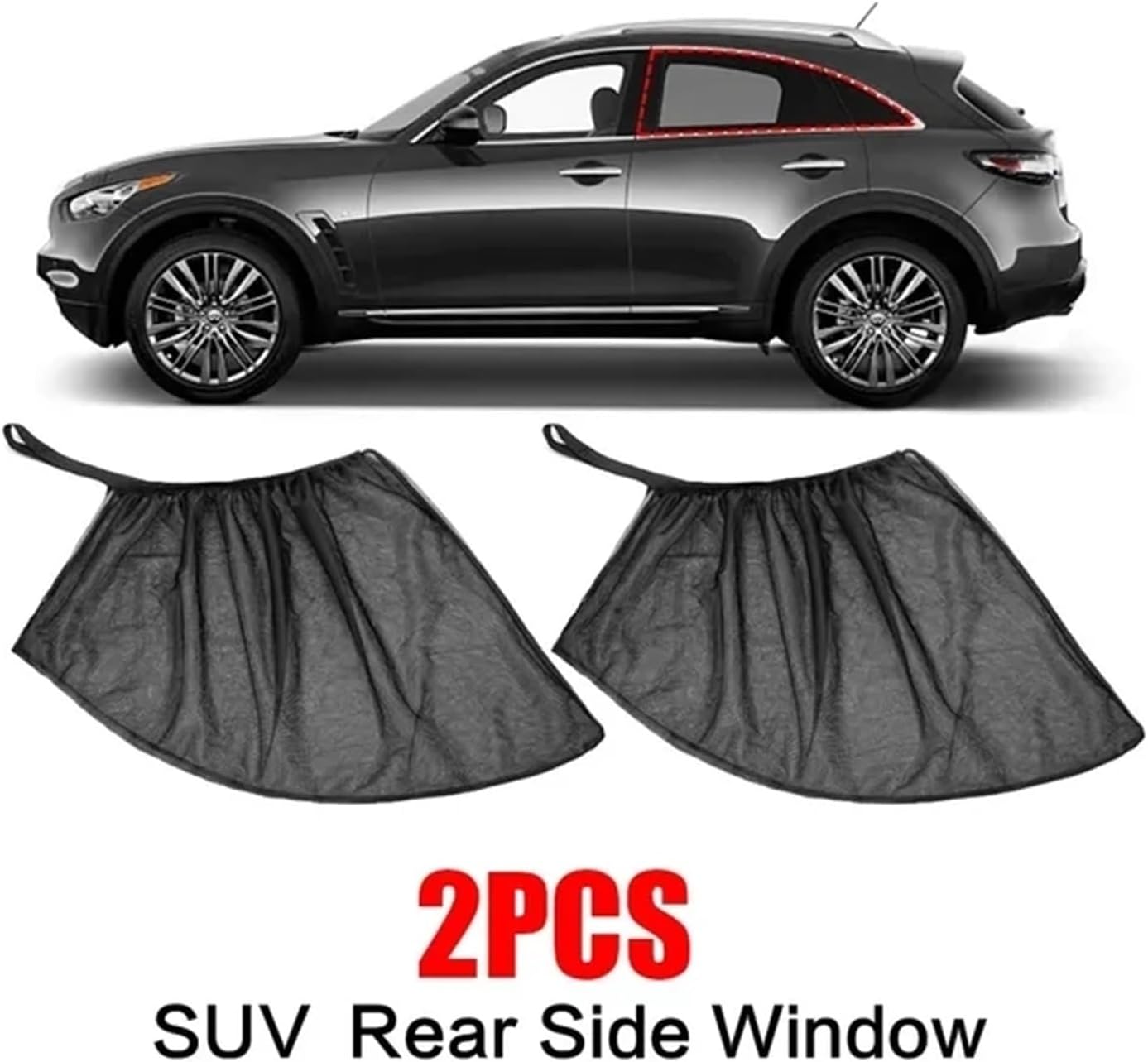 1Pair Car Rear Side Window Sunshade Sunlight Protect Shield Mesh Prevent Mosquito Sunshine Privacy Protection Foldable Curtain Net(2PC SUV rear window)