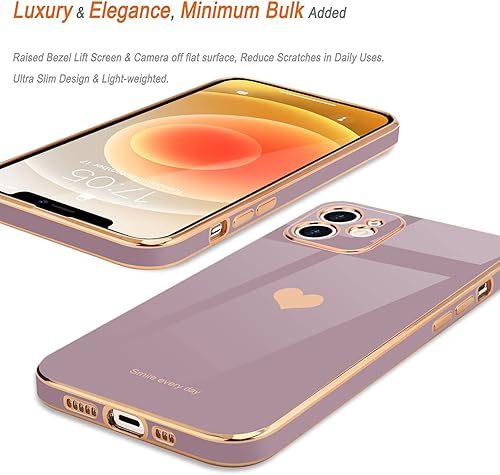 Miniatura 4 de Teageo Funda compatible con iPhone 12 para mujeres y niñas, diseño de corazón de amor, cubierta trasera suave, protección completa de la cámara,