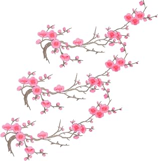 체리 블라썸 아이언 패치, 아이언 온 블라썸 플럼 아플리케 패치 자수 플라워 덩굴, 청바지 의류 코스용 아플리케 DIY 트림, 모자, 셔츠, 신발, 청바지, 가방용(10)