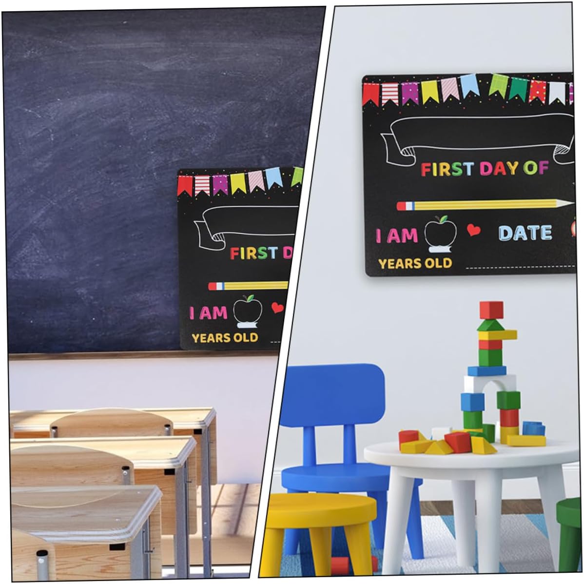 2pcs Writing Chalkboard Blackboard for Kindergarten and Elementary School, PVC Material, Reusable School Sign Message Board for Classroom and Home Use