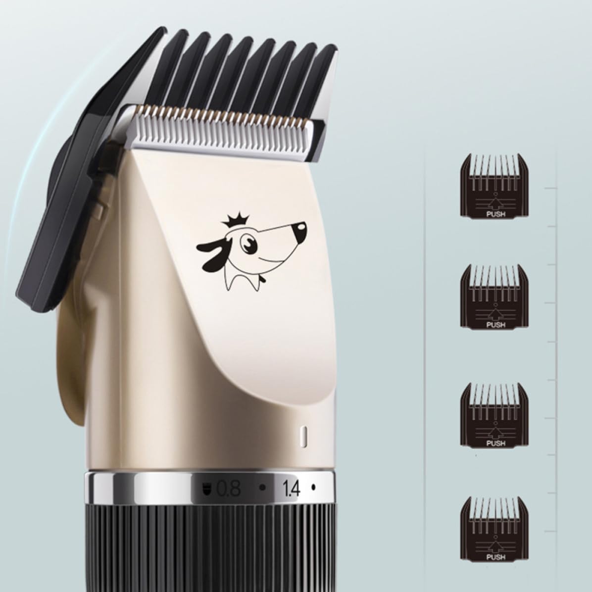 YARNOW 4 Piezas Cortapelos para Perros y Gatos Recargable por USB Batería de 1500mah, Cuchillas de Cerámica y Aleación de Titanio, Incluye 4 Peines Guía para Aseo Profesional