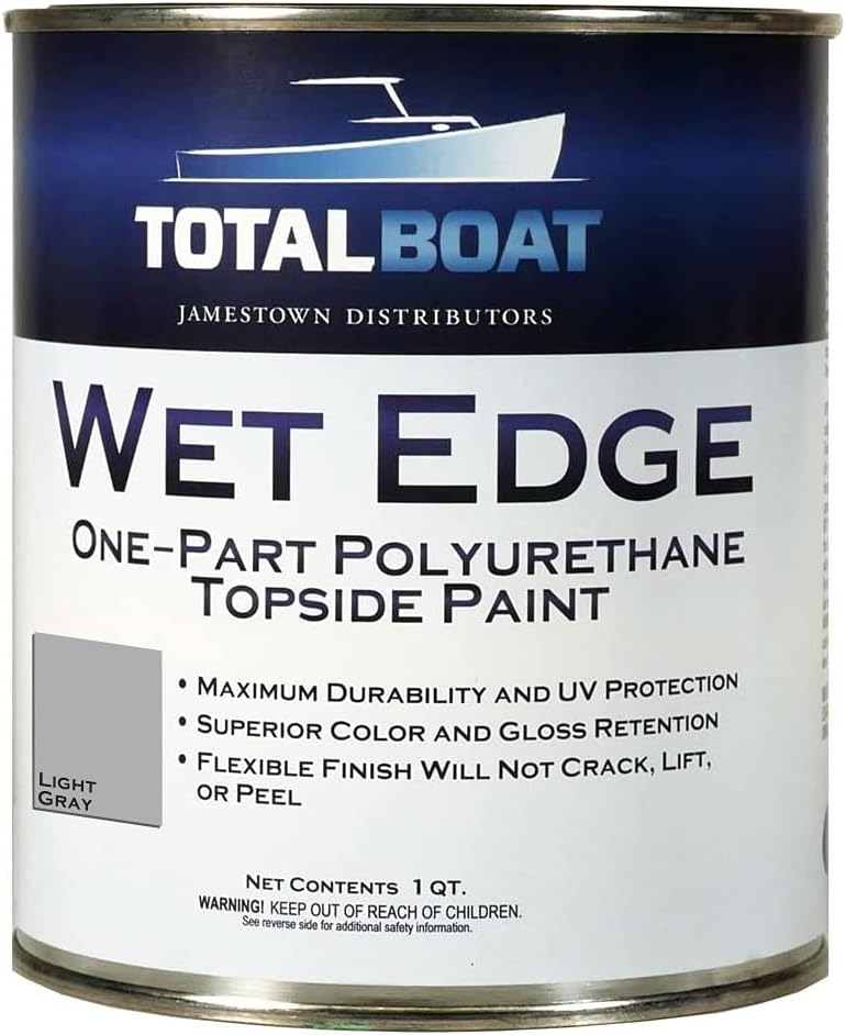 TotalBoat Wet Edge Marine Topside Paint for Boats, Fiberglass, and Wood (Light Gray, Quart)