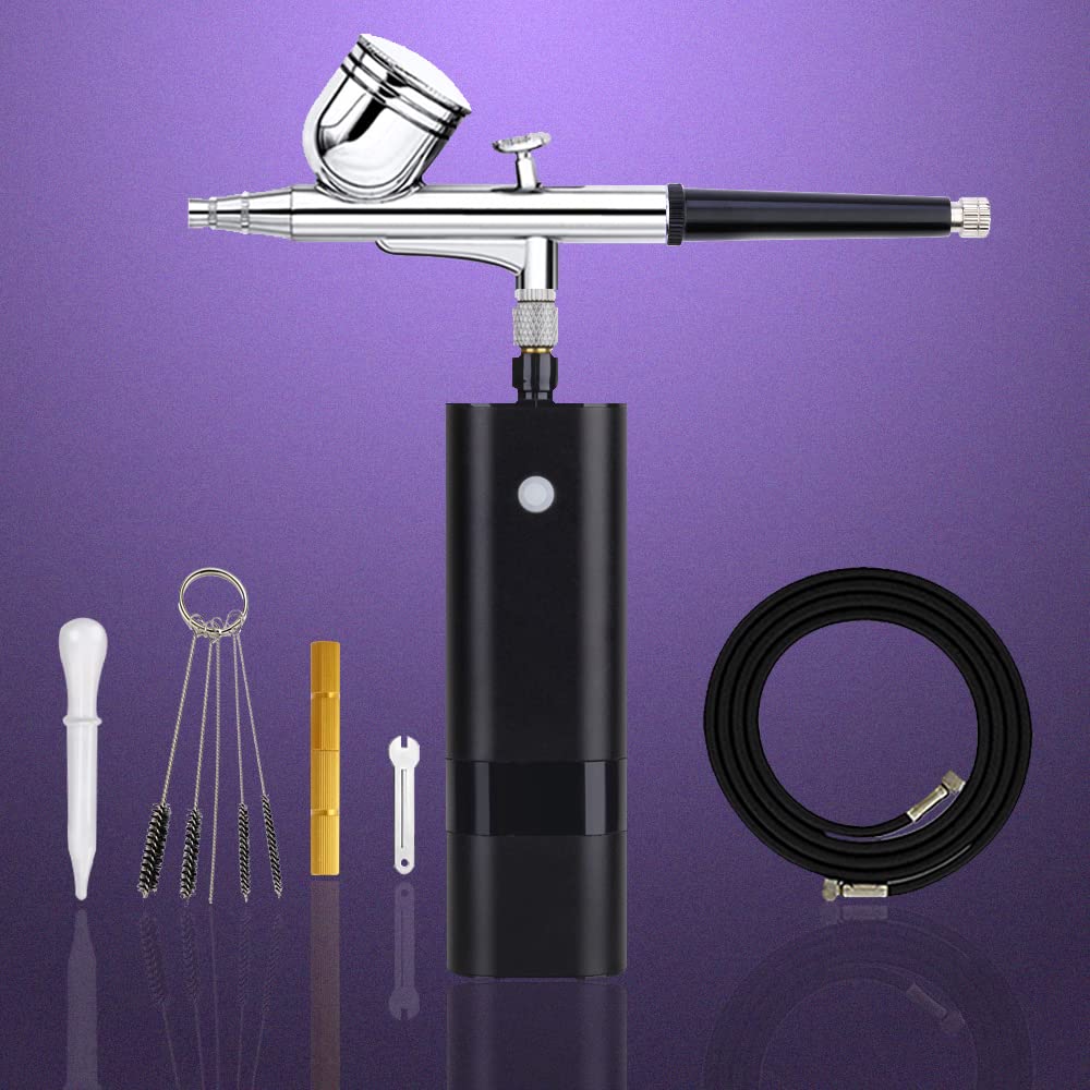 Spruzzatore per vernice, Mini Kit aerografo cordless Avvocatore multifunzione Compressore multifunzione Azione singola Pistola a spruzzo for modello Art Model Trucco Nail Tools(D)