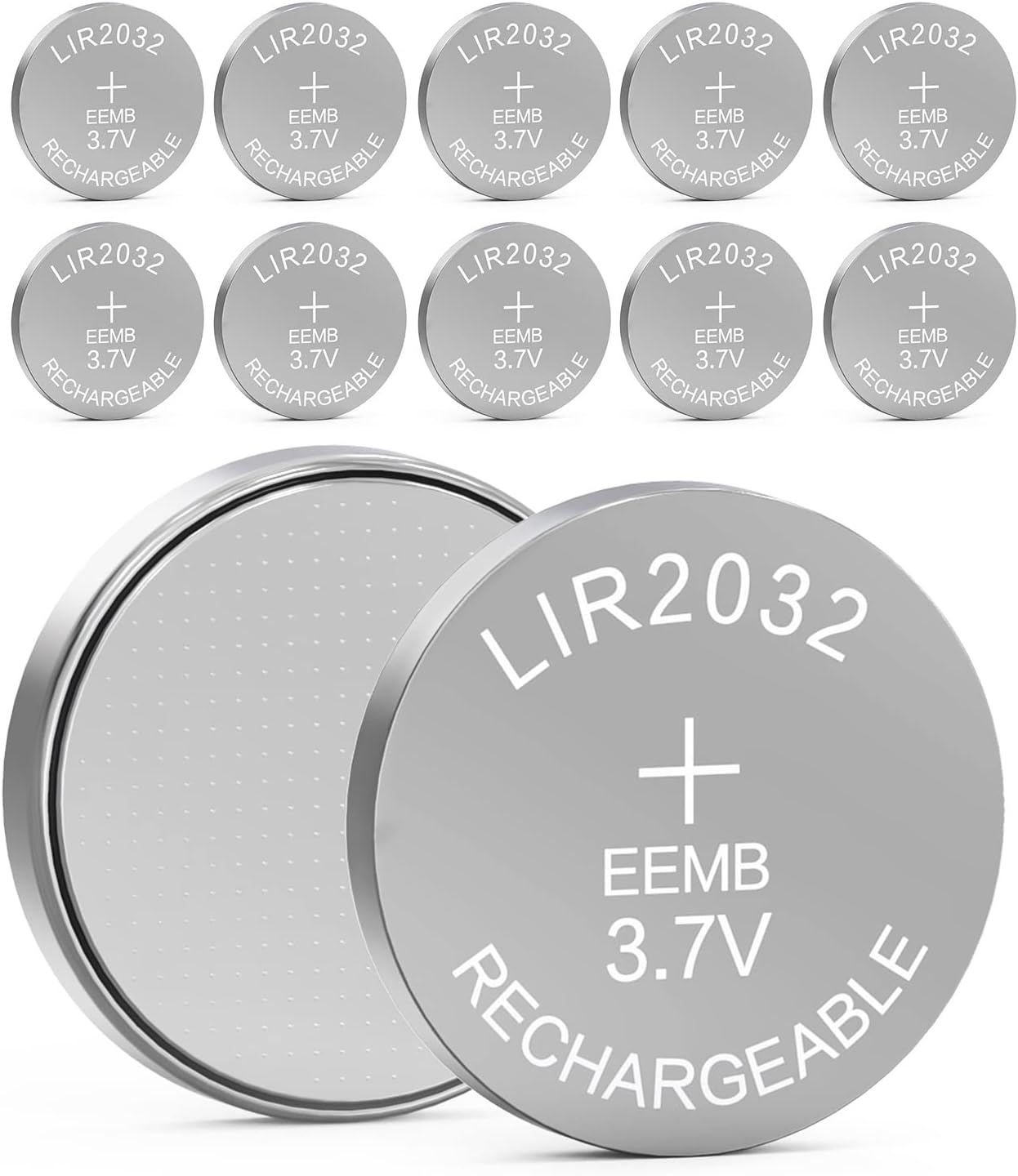 EEMB 10PCS LIR2032 Rechargeable Battery 3.7V Lithium-ion Coin Button Cell Batteries 45mAh 2032 Rechargeable Battery