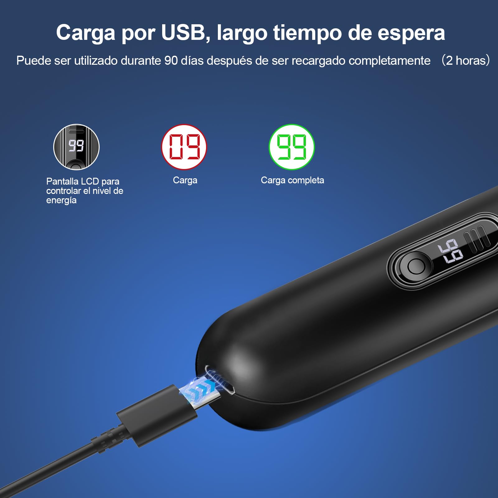 Cortapelos Nariz, Recortador Pelos nariz y oreja USB Recargable, LCD Display, IPX7 para Cortar el Vello de la Nariz y Orejas, Nose Hair Trimmer para Hombres y Mujeres — view 7