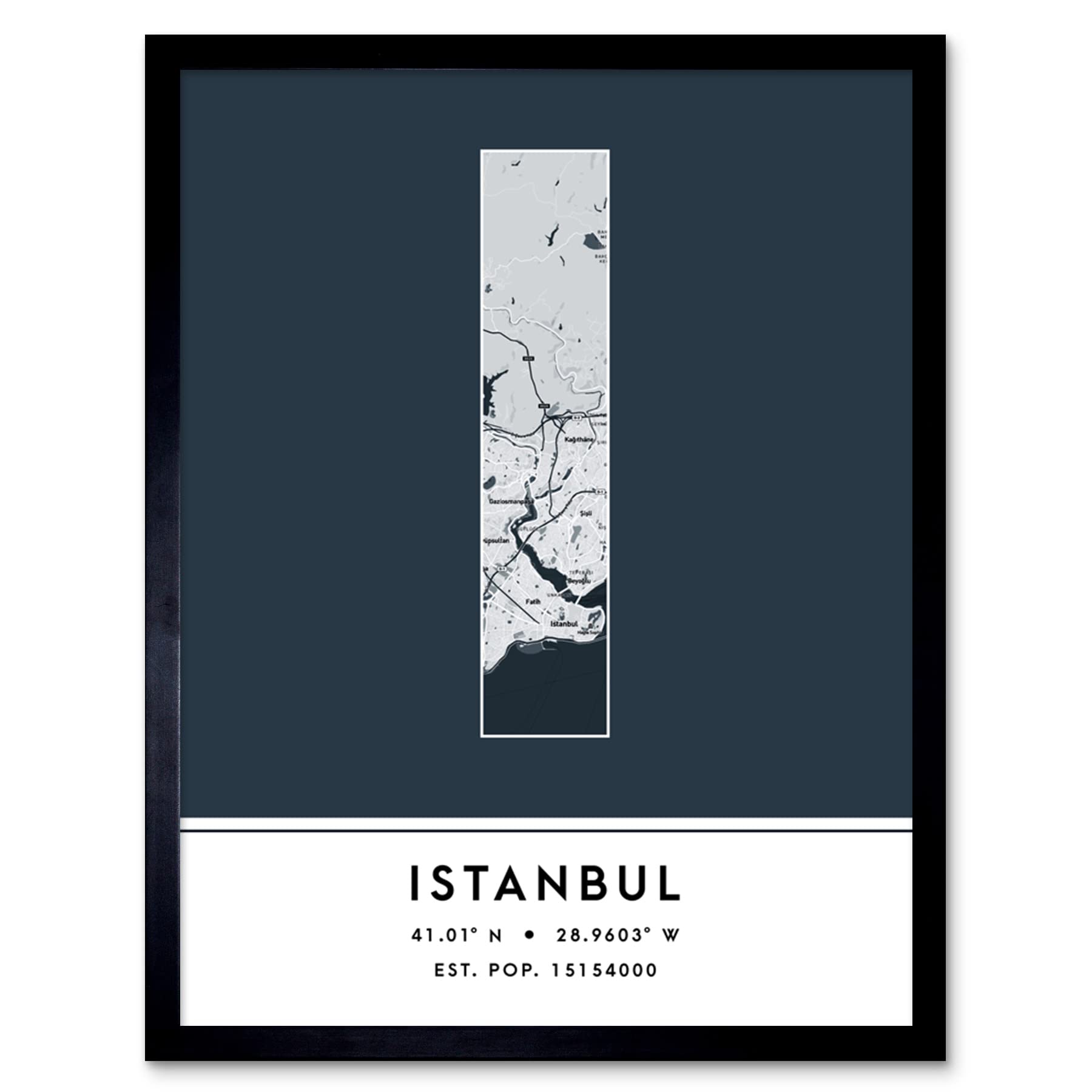 Wee Blue Coo Framed Wall Art Istanbul Turkey City Map Modern Typography Stylish Letter Word12X16 Inch from B&Q