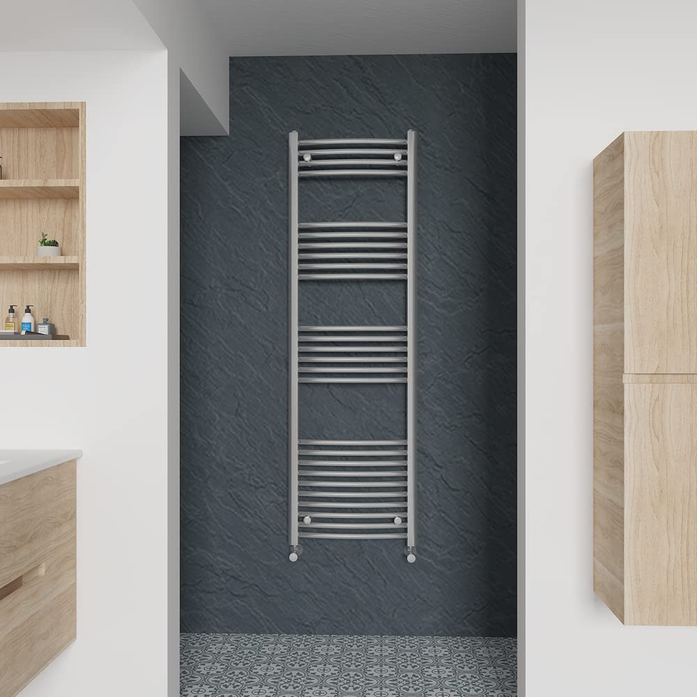 Warmehaus Curved Heated Towel Rail Chrome Bathroom Ladder Style Radiator Central Heating 1600x500mm