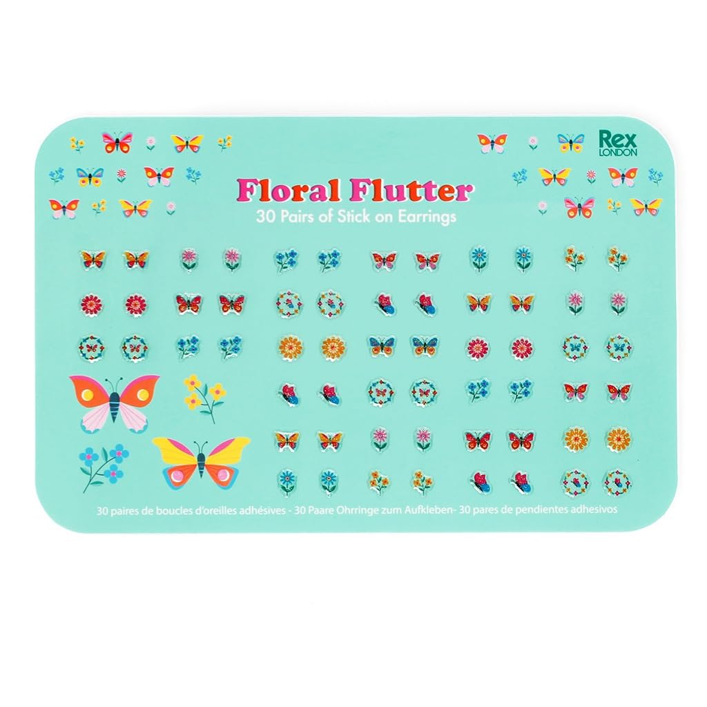 Floral Flutter Stick On Earrings (30 pairs)
