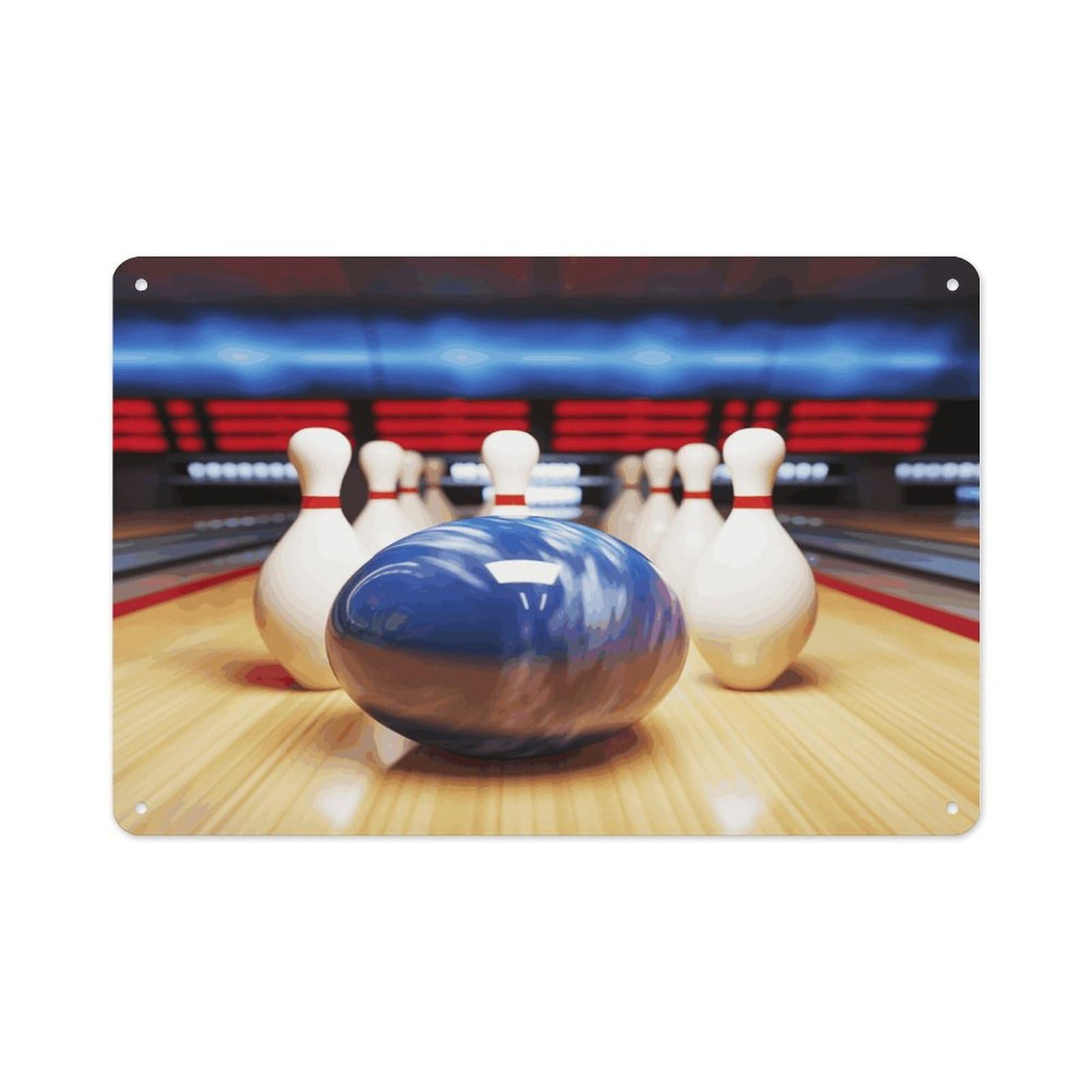 VstaDank Vintage Metal Sign Sublimation Aluminum Bowling Plaque Sign Weatherproof Art Decorative Wall Plate Boho Aluminum Wall Hanging Decor Retro Poster Plaque 8x12in