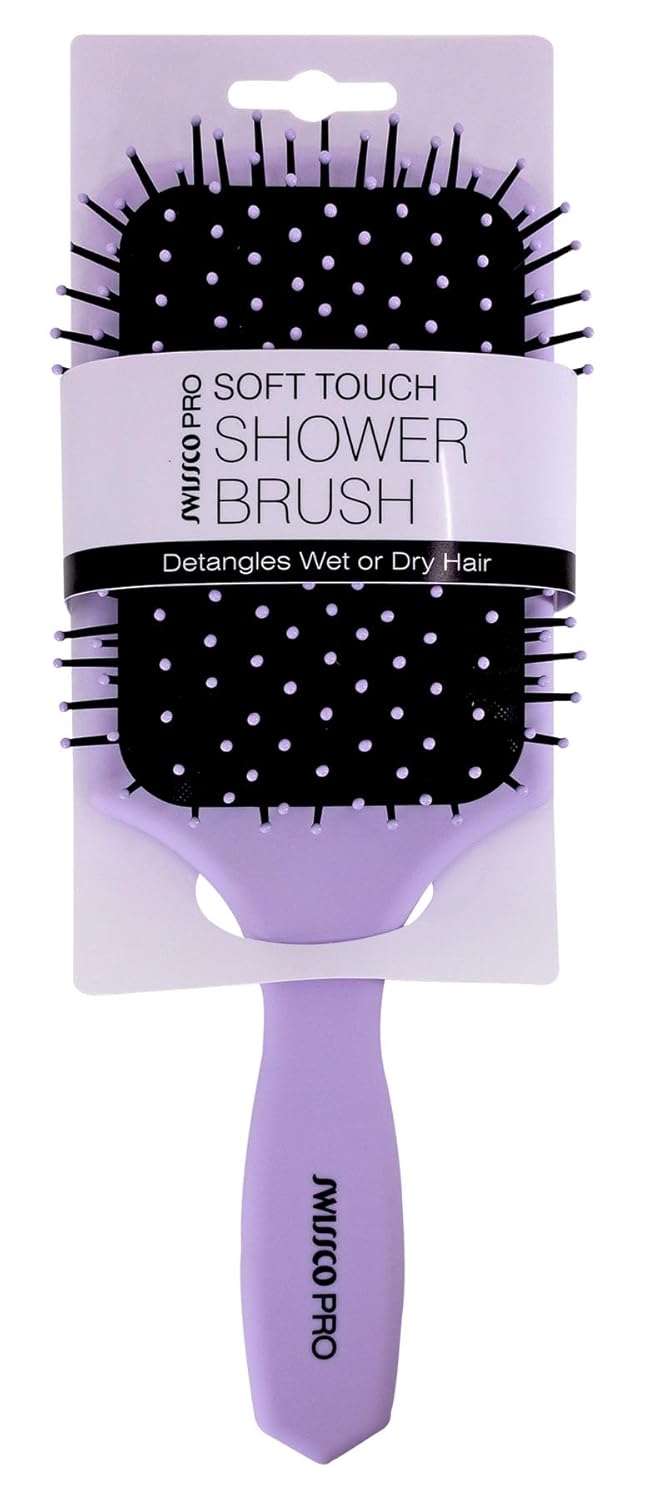 Swissco Soft Touch Paddle Shower Hair Brush (Pale Purple Lavender)