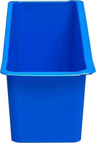Miniatura 2 de Storex Modern Series - Papelera grande para libros, organizador de plástico entrelazado para el hogar, la oficina y el aula, azul, paquete de 6