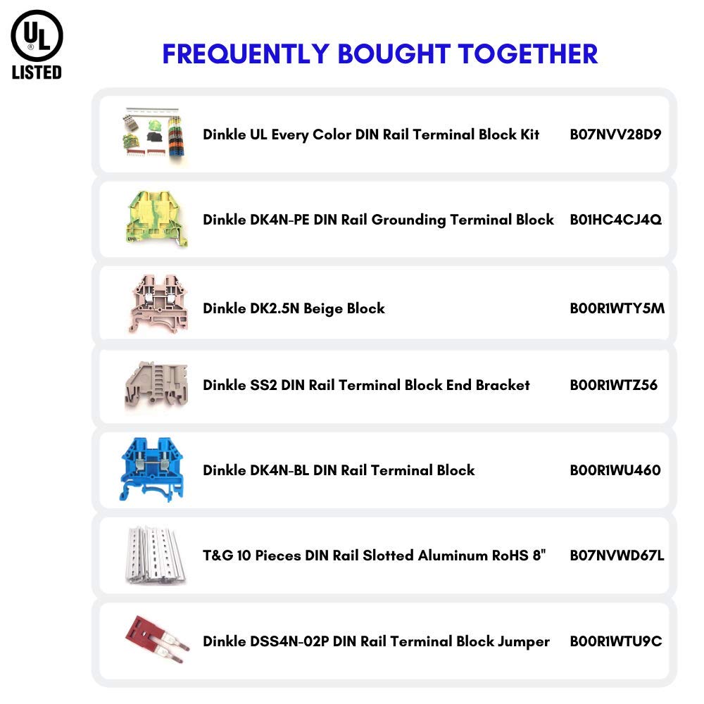 ICI Dinkle Bus Bar Power Distribution Quick Connections Red Black Labeled Finger Safe 600V 20A 12-22AWG Marine Busbar Bussbar Buss 20 Positions