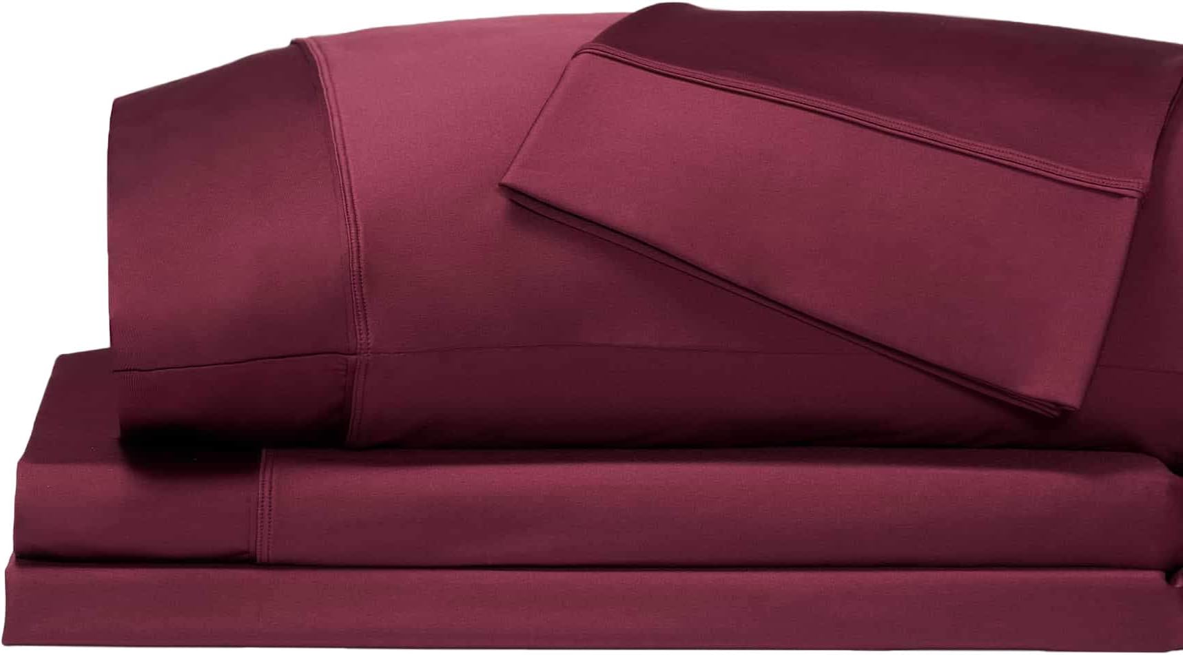 SHEEX - Original Performance Sheet Set with 2 Pillowcases, Ultra-Soft Fabric Cooling and Breathes Better Than Traditional Cotton - Garnet, King/California King
