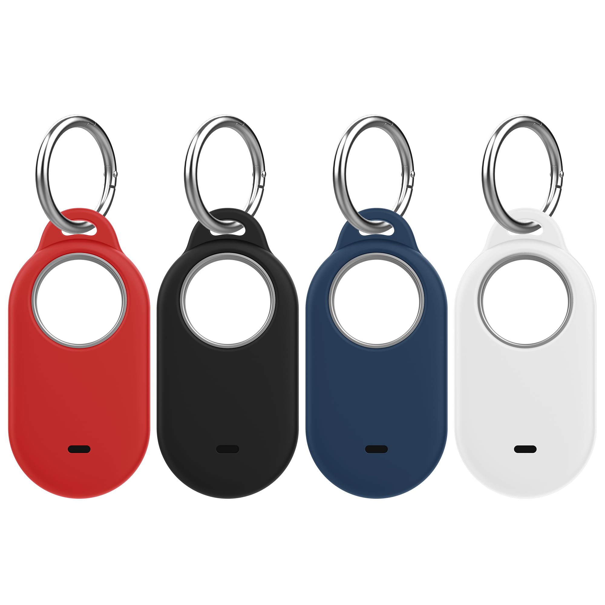 4 Pack Case for Samsung Galaxy SmartTag2, Silicone Protective Holder Compatible with Galaxy Smart Tag 2 with Keychain for Pets, Keys, Luggage, Backpacks, Wallet (Black/Dark Blue/White/Red)-image-35