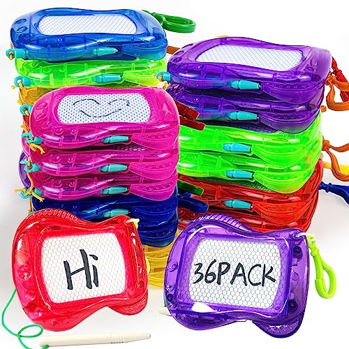 36 Pack Mini Magnetic Drawing Boards with 6 colors, kids travel doodle boards