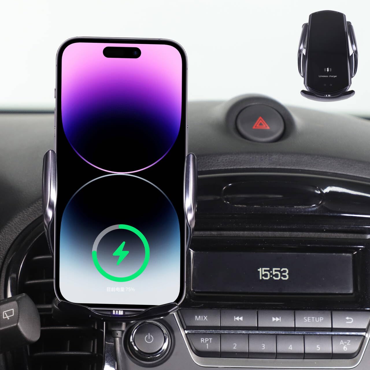 Supporto per cellulare auto, girevole a 360 gradi, compatibile con Nissan Juke (F15)/Infiniti ESQ (2011-2019), supporto universale a testa sferica con morsetto di ventilazione (sezione D)