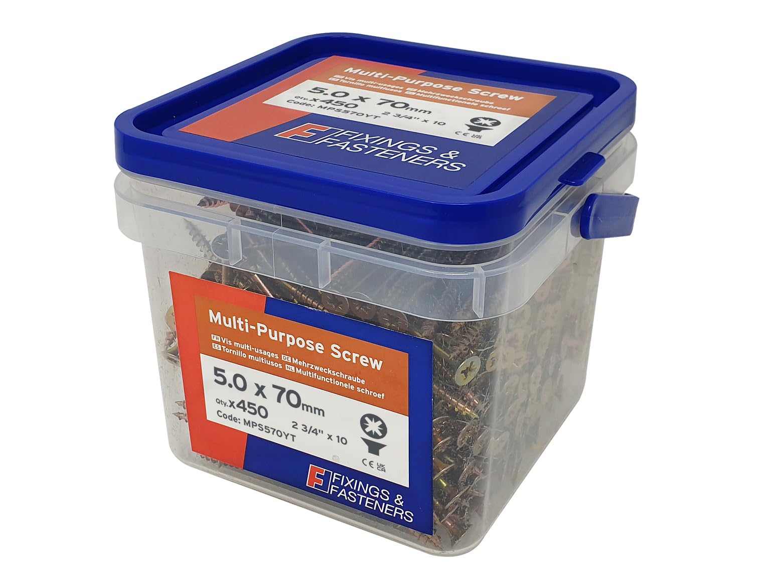 Forgefix Mps570yt 5.0 X 70Mm Multi-Purpose Pozi Countersunk Screws 450 Tub