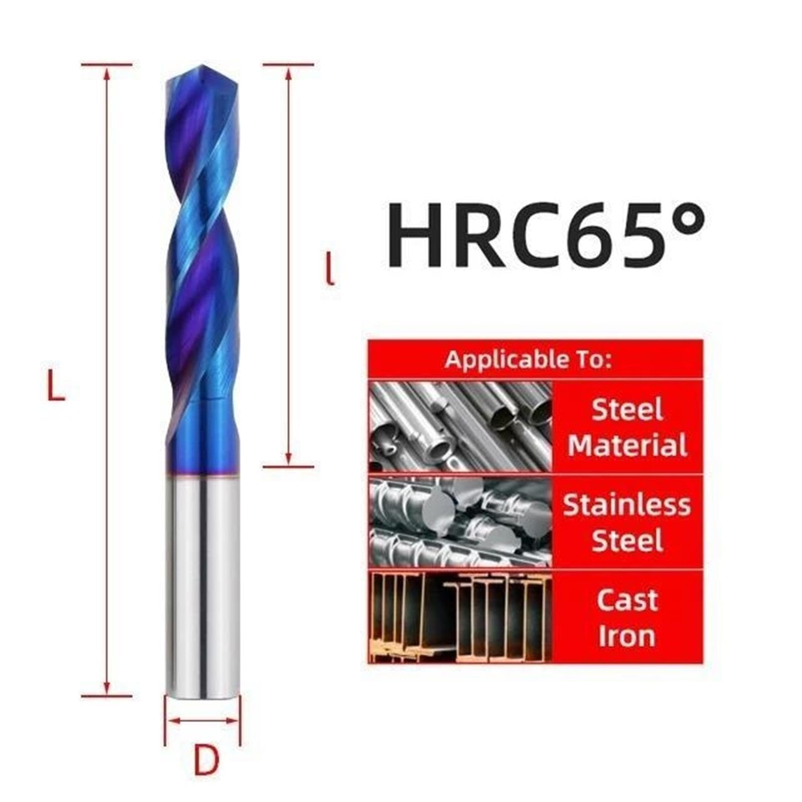 Punta da trapano in metallo duro Punte in metallo Punte in acciaio al tungsteno for la lavorazione dei metalli Tornio CNC Utensili di perforazione in acciaio inossidabile 1.0-20.0mm