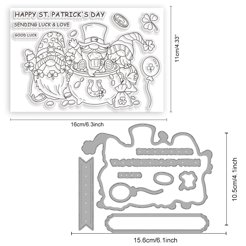 ORIGACH San Patrizio Quadrifoglio Timbri Trasparenti e Set di Fustelle per La Creazione di Biglietti Decorativi per Album di Scrapbooking Fai-da-Te