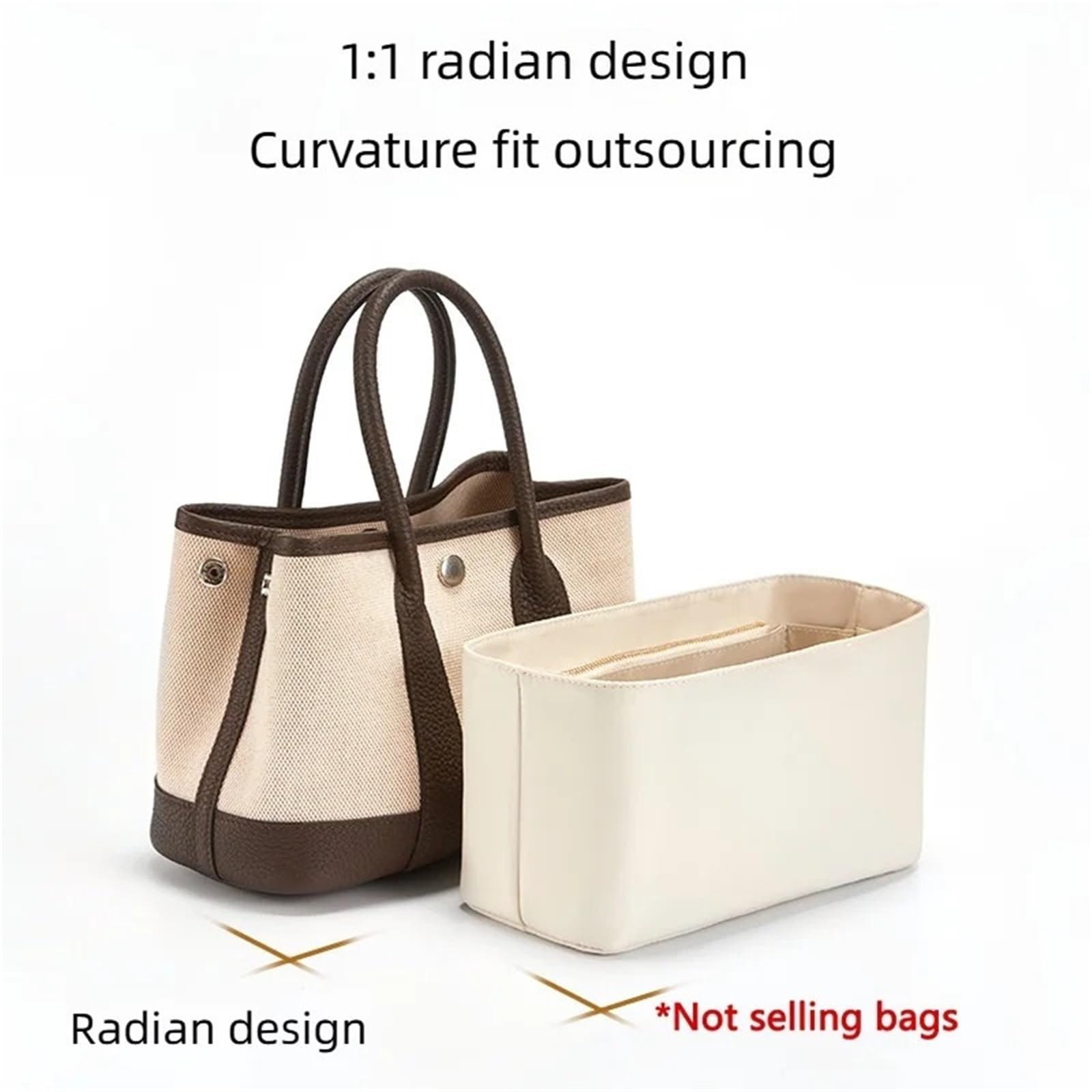 Wkład organizera kompatybilny z torebkami Hermes, nylonowy organizer na imprezę w ogrodzie 23/30/36 (White Insert For 30)