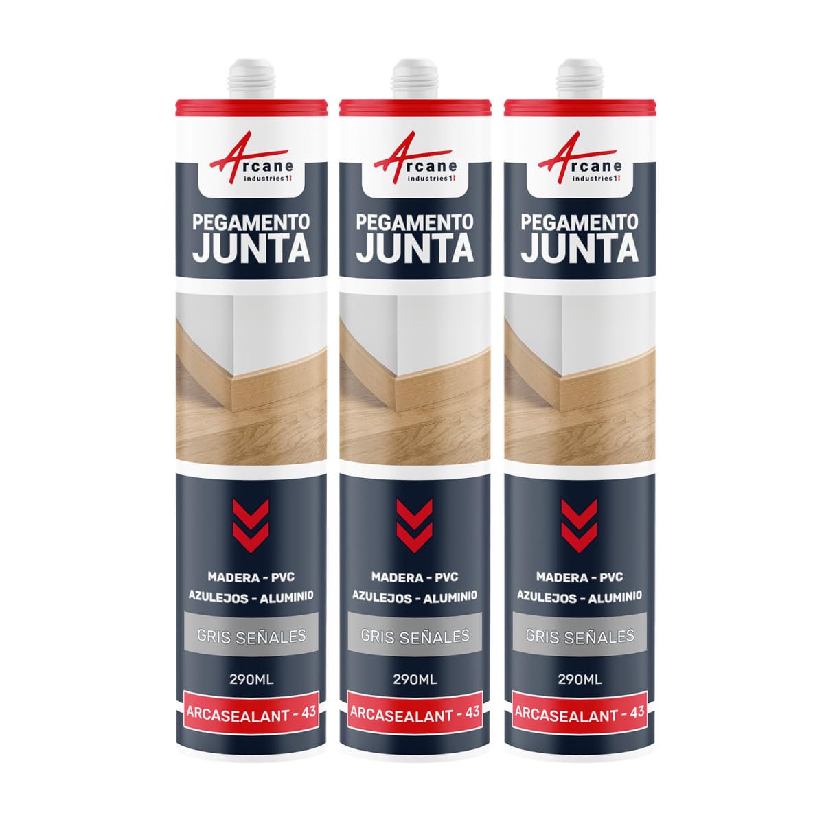 Pegamento para rodapiés de madera y para azulejos, de fácil aplicación ARCASEALANT - 43-290 ml x 1 Blanco - ARCANE INDUSTRIES