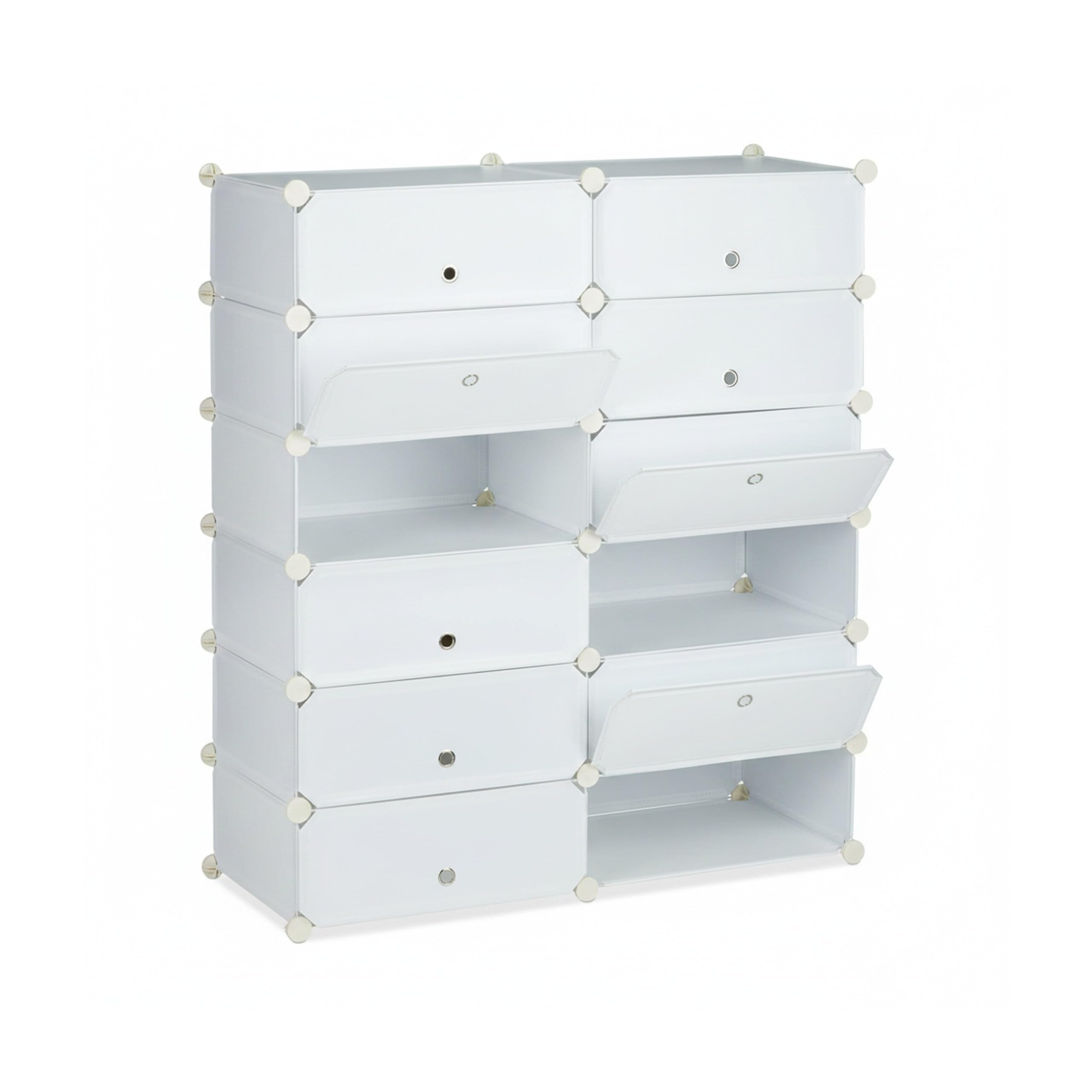 Relaxdays Scarpiera Armadio, 108x94x37 cm, Portascarpe 12 Scomparti, Scaffale Sistema a Incastro, Plastica, Bianco