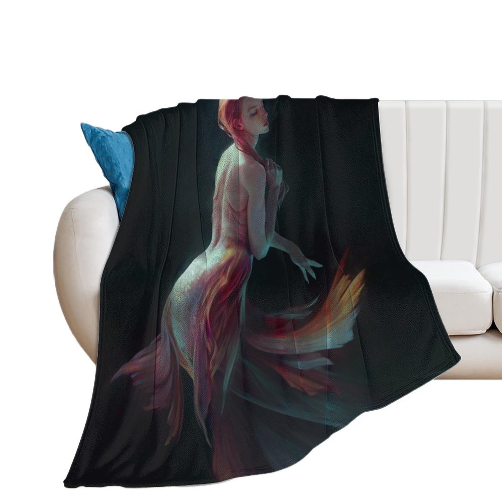 Couverture polaire sirène anti-froid grand jeté de canapé flanelle douce 150x200cm