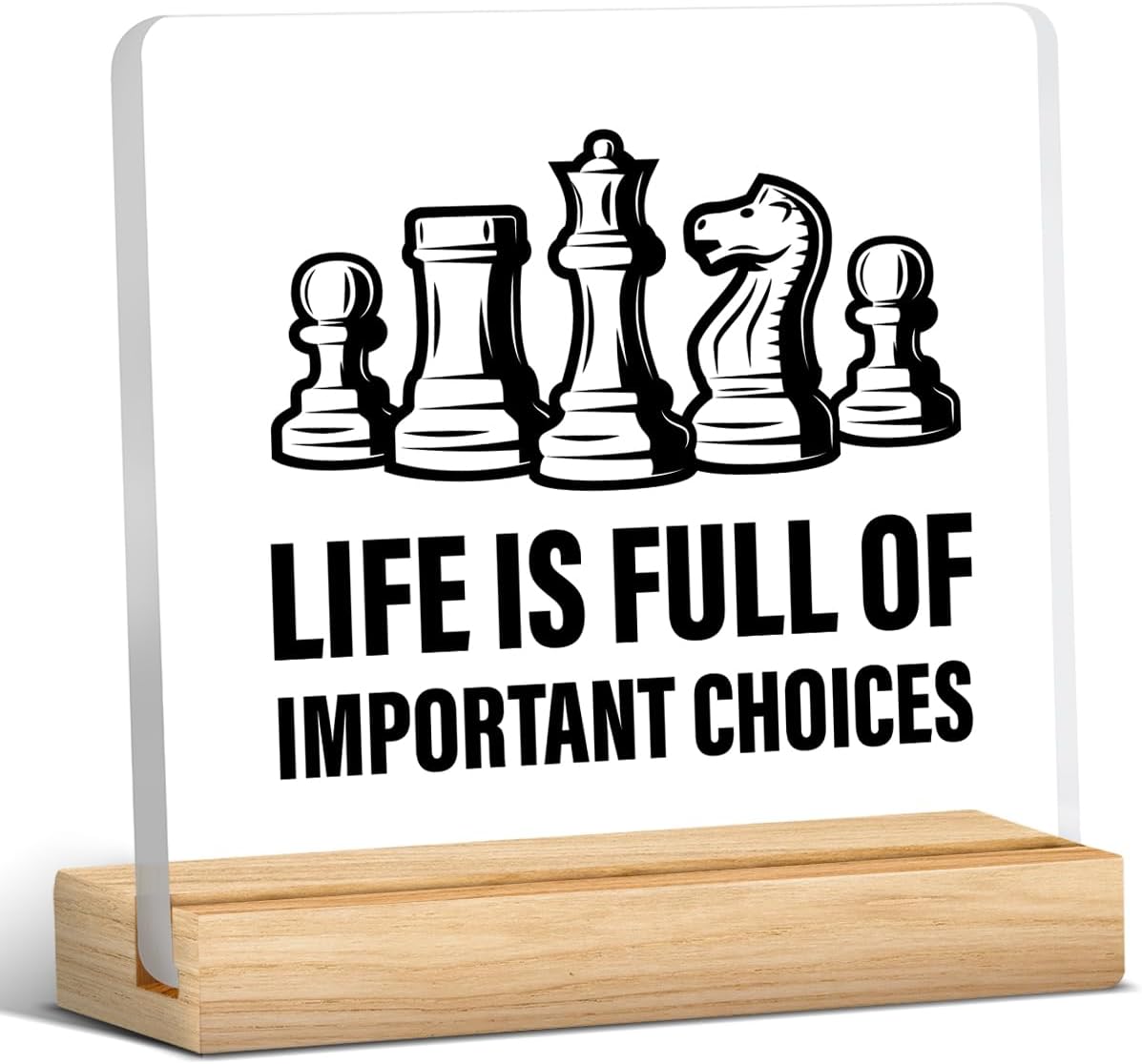 Zauly Acrylic Decorative Signage, 4x4 inches, Chess Lovers Gifts, Modern Design