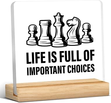 Zauly Acrylic Decorative Signage, 4x4 inches, Chess Lovers Gifts, Modern Design