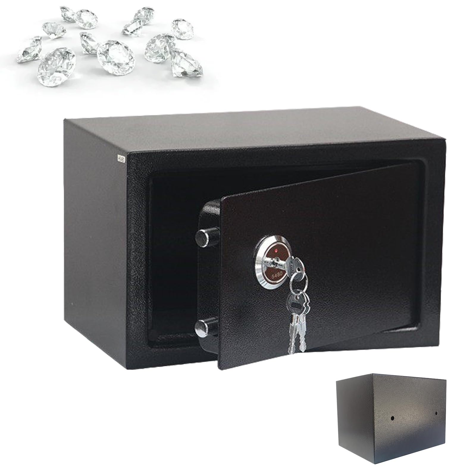 Piccola cassaforte ignifuga con chiave, cassetta di sicurezza in acciaio impermeabile, cassaforte personale portatile casa for proteggere documenti d'identità, carte e gioielli(WHT,F)