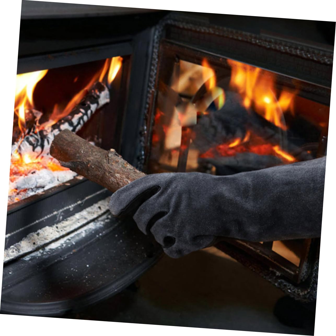 Guanti Resistenti al Calore per Barbecue in Cuoio Nero 1 Paio | Grill e Mig, Facili da Indossare e Togliere, Protezione Termica, Uso All’aperto