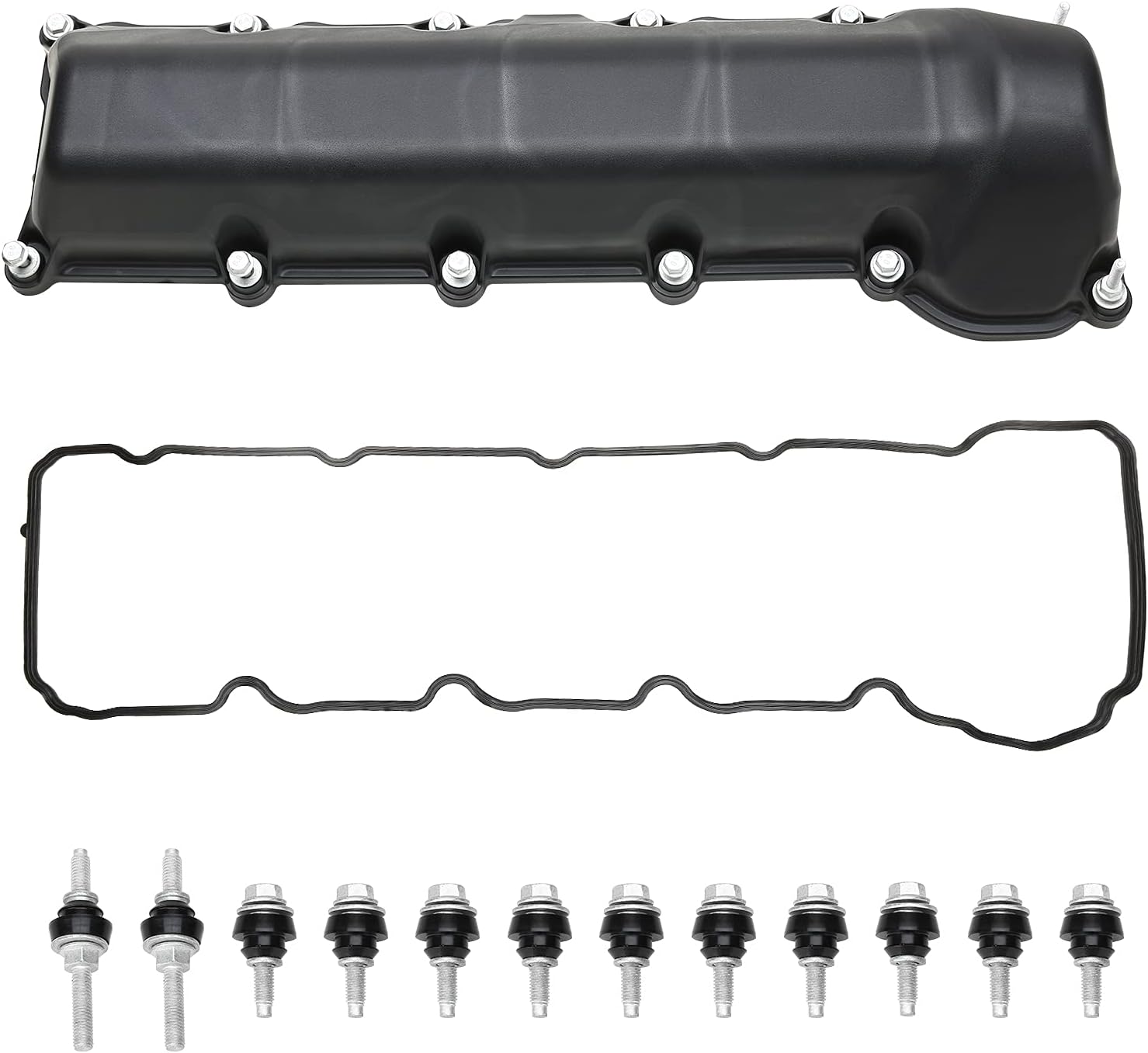 MITZONE Left Side Valve Cover with Gaskte and Bolts Compatible with 1999-2007 Dodge Ram 1500 Durango Dakota Jeep Commander Grand Cherokee Chrysler Aspen 4.7L V8 Replace 53021829AD 264-928 driver side