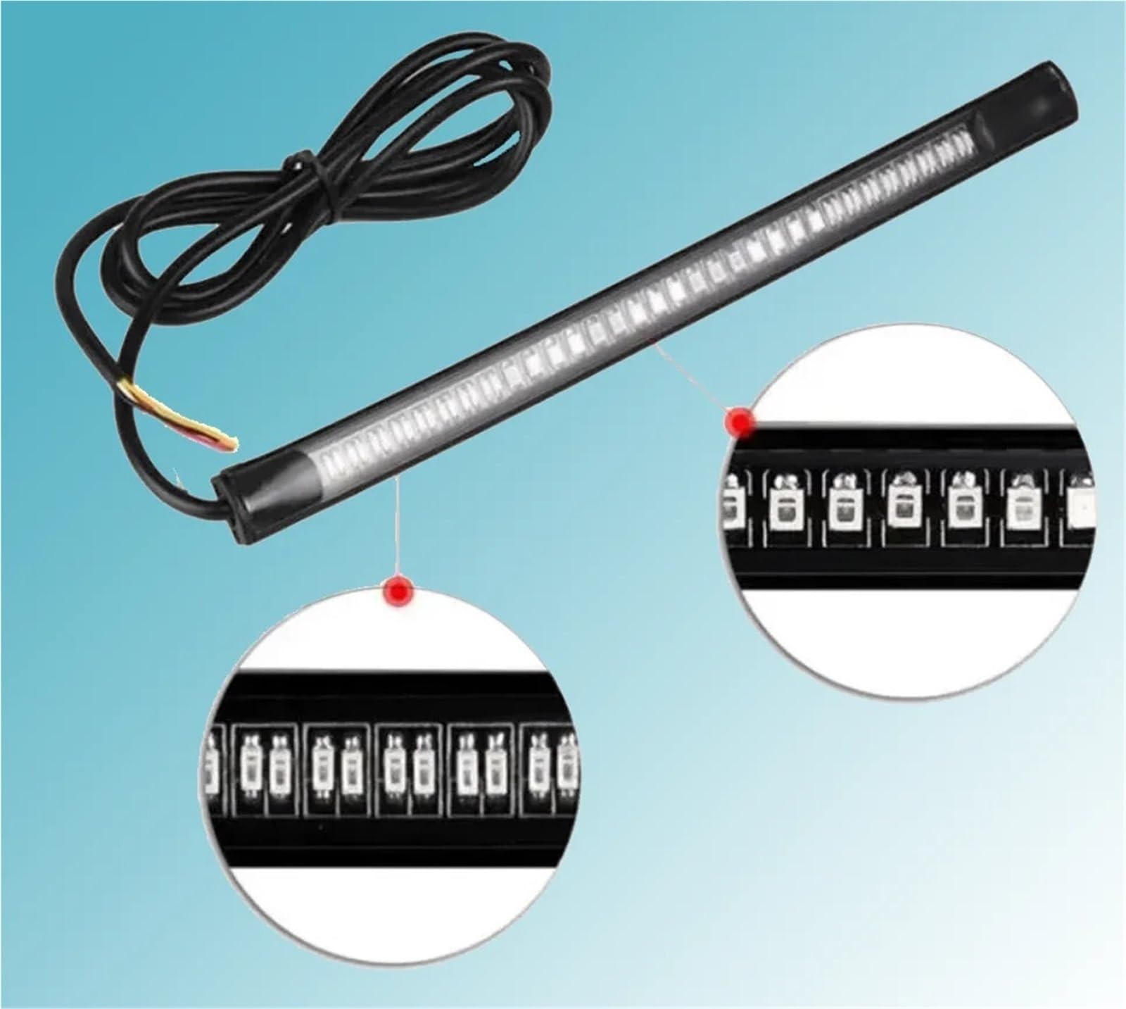 Feux Arrière Freinage Moto Bande Lumineuse pour Motos 12V Clignotant Arrière 48 LED Ampoule D'arrêt De Frein Indicateur Moto
