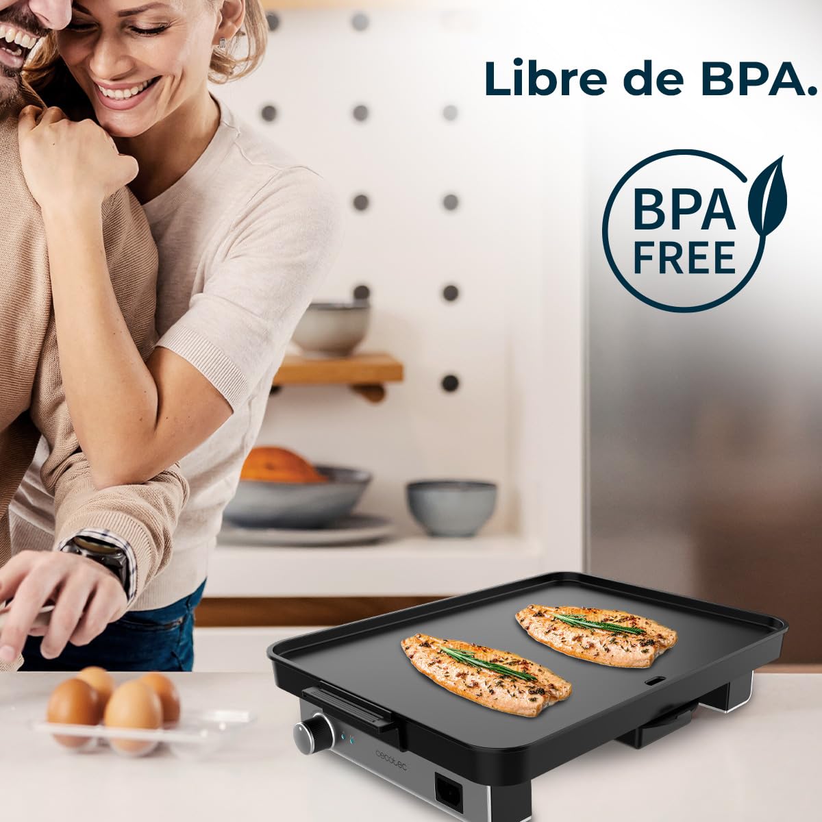 Cecotec Plancha de Asar Eléctrica con Piezas Magnéticas Desmontables Magnet 1800. Plancha de Cocina Grill con 1800W, Aluminio Con Revestimiento De Teflón, Antiadherente, Apta Para Lavavajillas