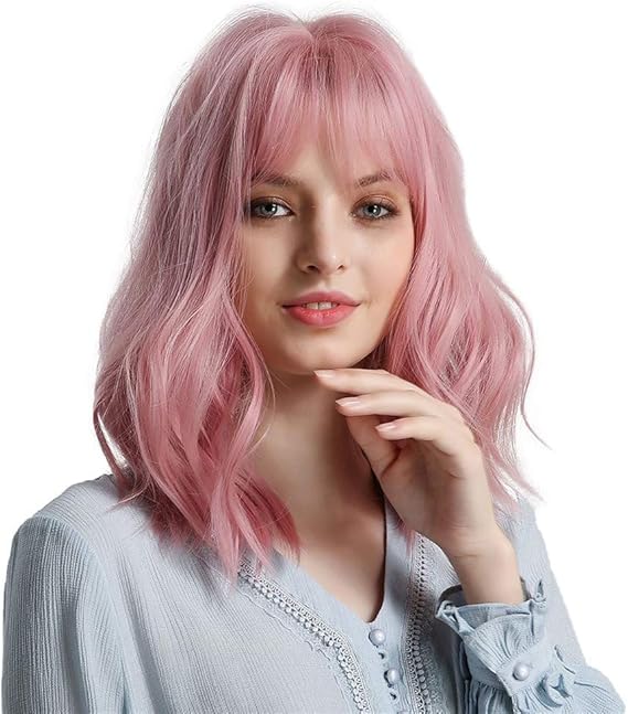 Amazon Co Jp 女性ファッション高温シルク人工毛ピンクの長い髪のかつら 自然 耐熱 人気 ファッション 小顔効果 ネット 櫛付き 原宿 姫髪 フルウィッグ 可愛い変身自然 ビューティー